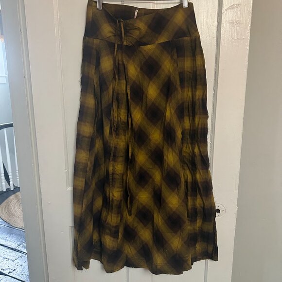 Free People Deep In Thought Maxi Skirt Plaid Printed High Waisted Size 8 - Picture 3 of 7